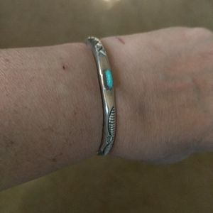 Native American Sterling Silver Turquoise Cuff